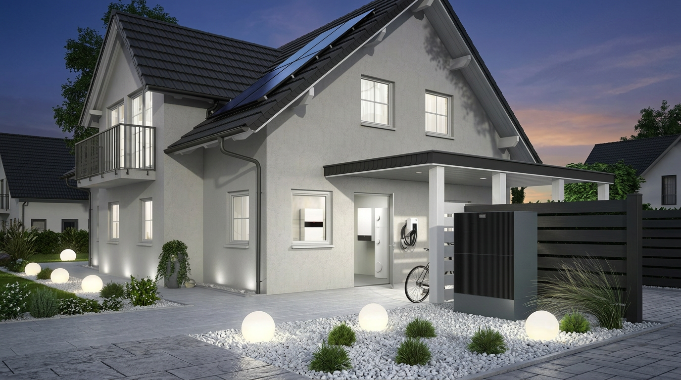 Wärmepumpe an Hauswand
